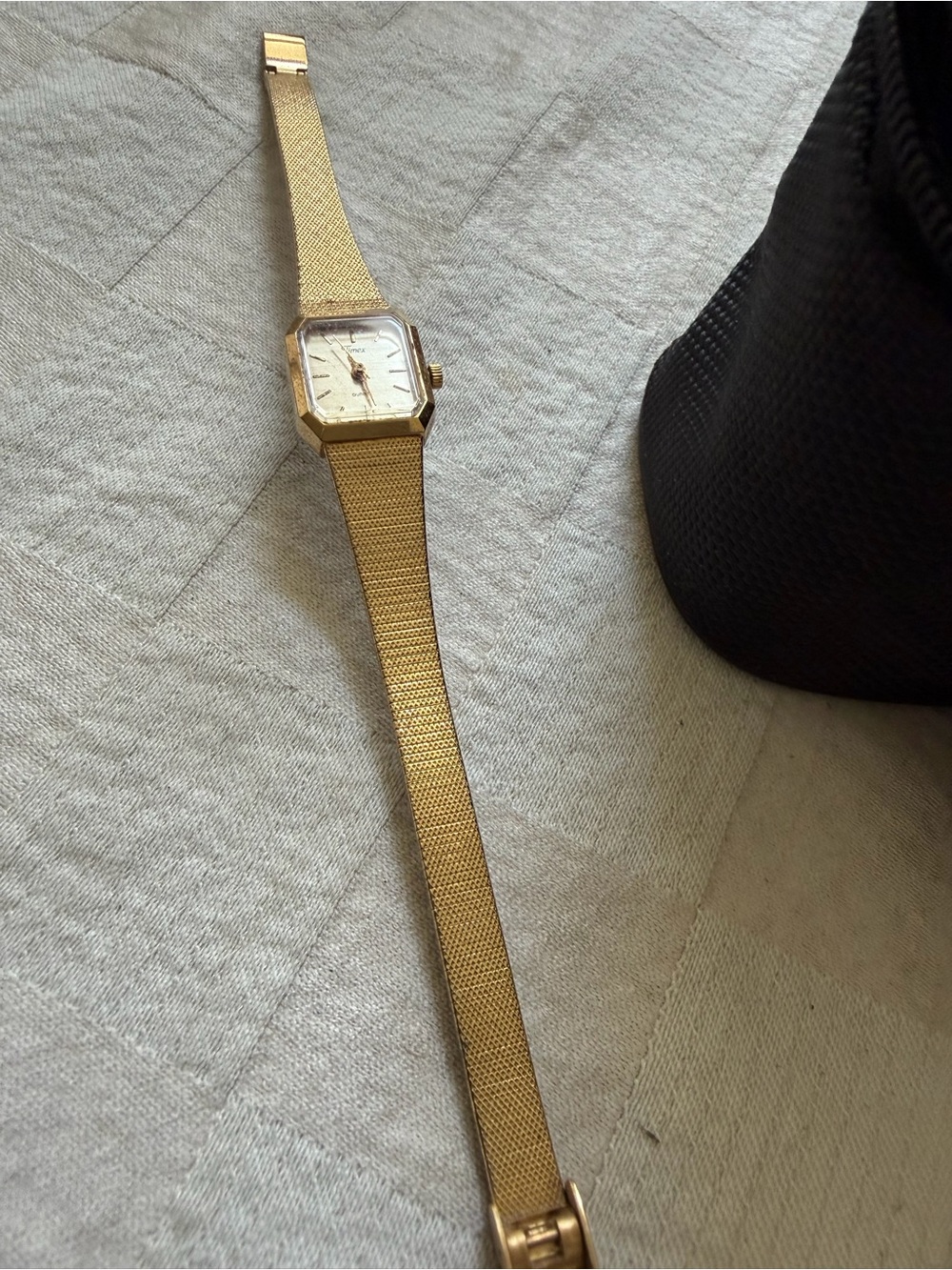 Timex Women's Gold Mesh Strap Square Dial Watch